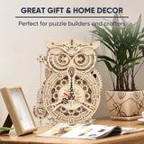 Creative DIY Toys 3D Owl Wooden Clock