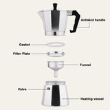 RAINBEAN Stovetop Espresso Maker  For 3 Cups Espresso,